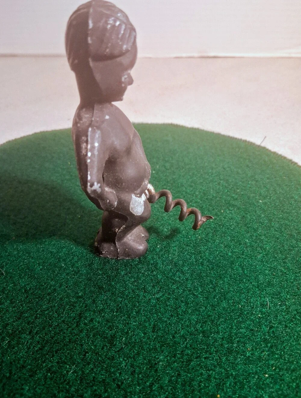 Vintage Cast Iron Cork Screw Little Boy Peeing